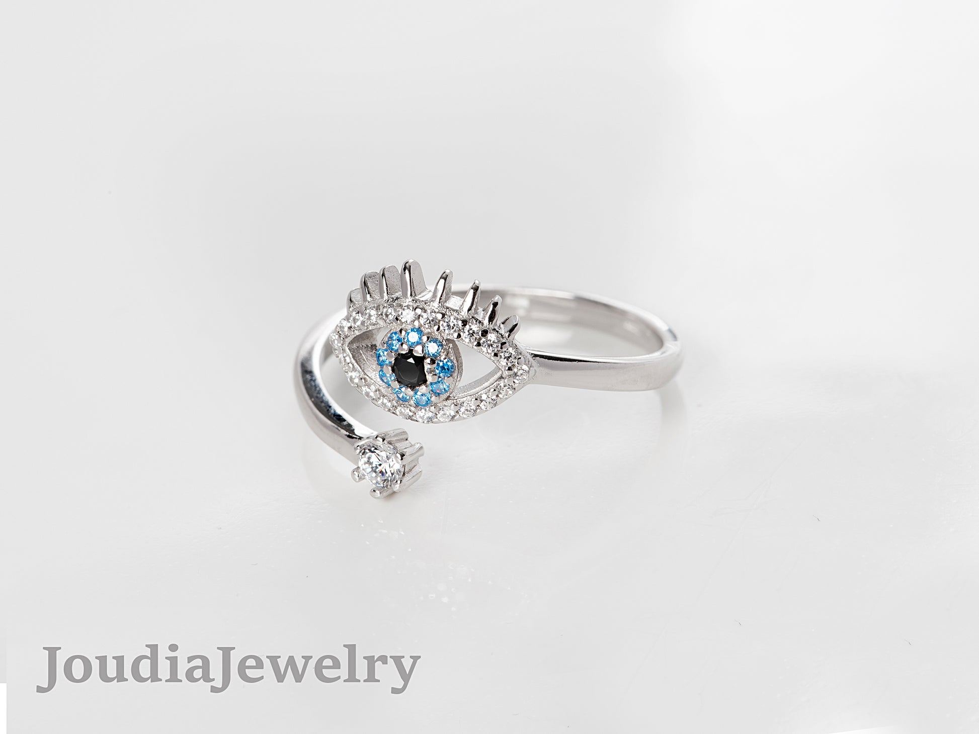 Blue Evil Eye Ring | Daintly Evil Eye ring | Joudia Jewelry