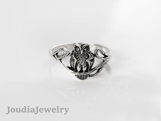 Vintage Owl Ring | Unique Owl Ring | Joudia Jewelry