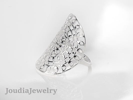 Mandala Engagement Ring | Silver Mandala Ring | Joudia Jewelry