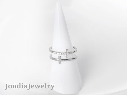 Women's Cross Ring | Double Layer Cross Ring | Joudia Jewelry