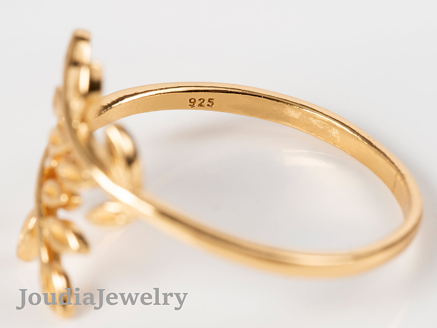 Gold Plated Leaf Ring | Wrap Silver Ring | Joudia Jewelry