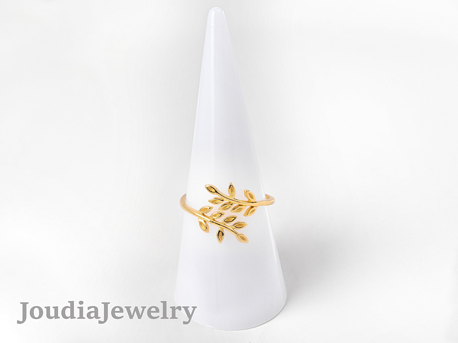 Gold Plated Leaf Ring | Wrap Silver Ring | Joudia Jewelry