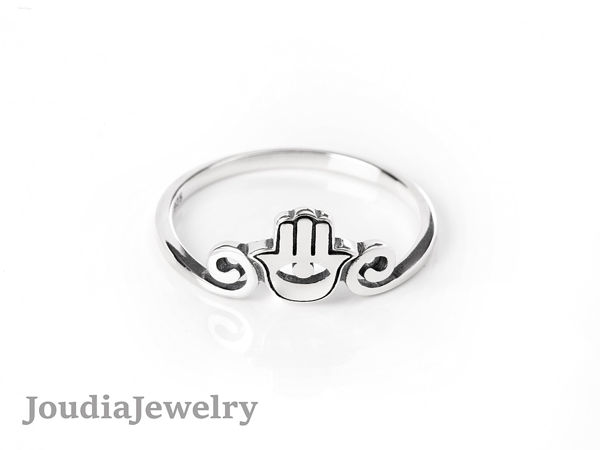 Silver Hamsa Ring | Good Luck Ring | Joudia Jewelry