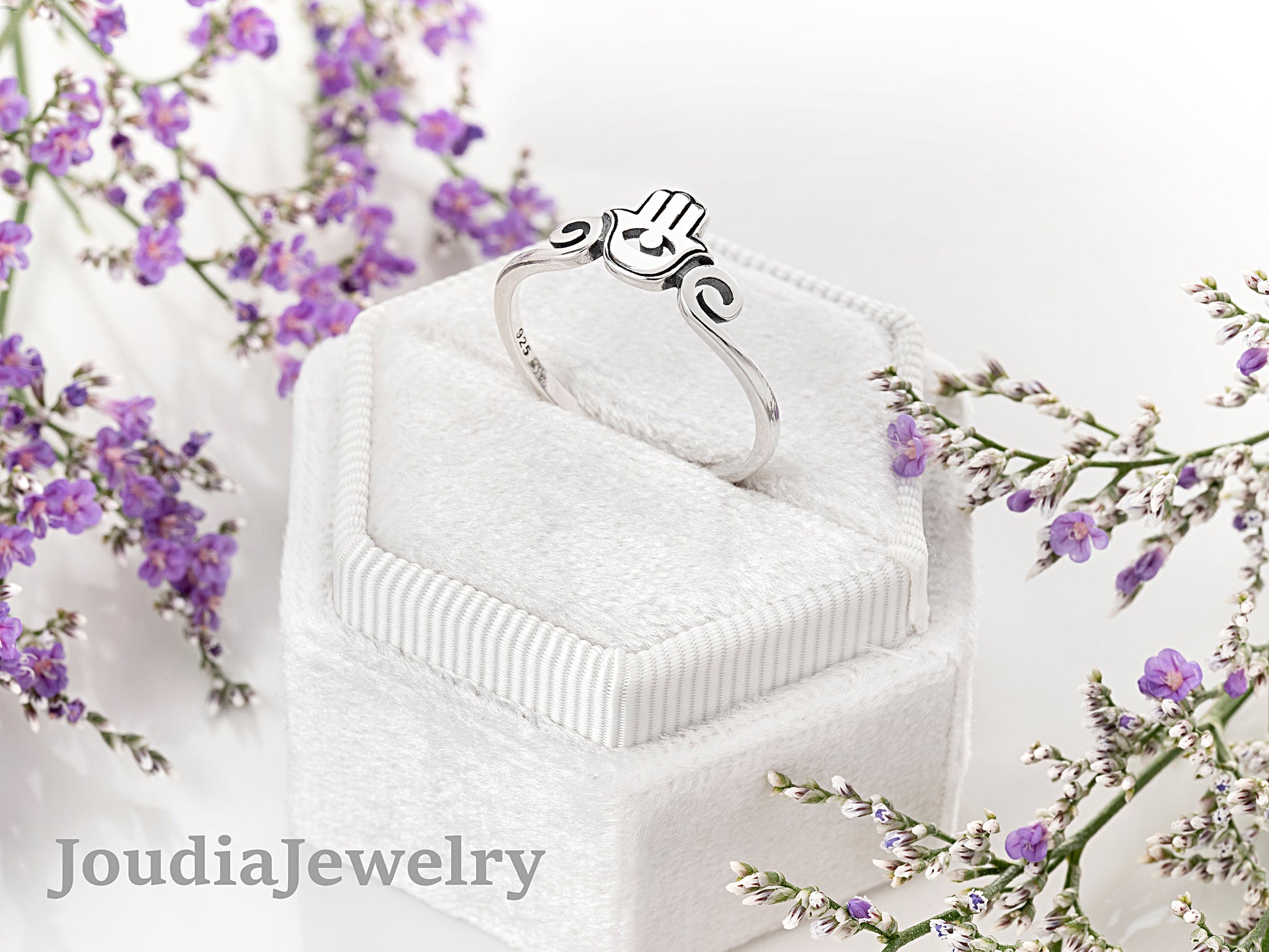 Silver Hamsa Ring | Good Luck Ring | Joudia Jewelry