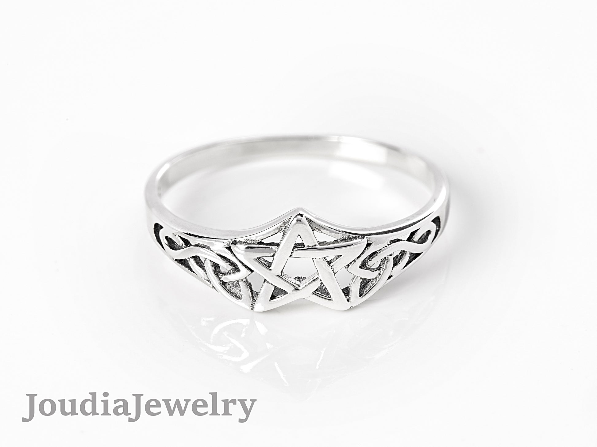 Silver Wiccan Ring | Sterling Silver Star Ring | Joudia Jewelry