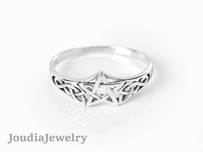 Silver Wiccan Ring | Sterling Silver Star Ring | Joudia Jewelry