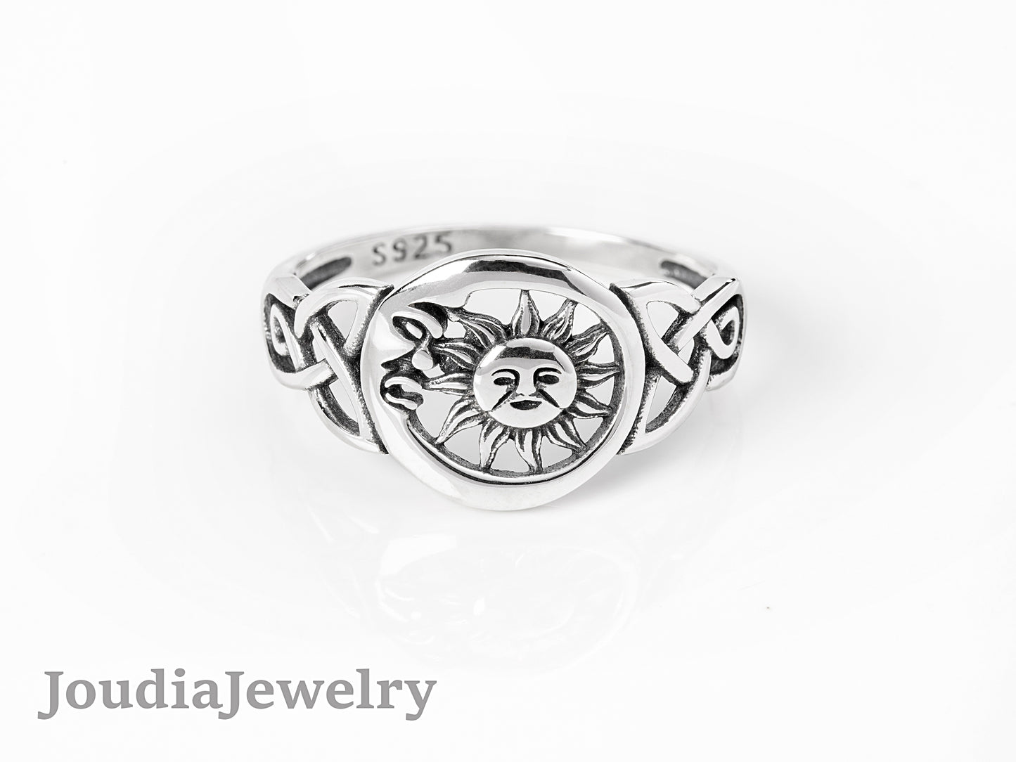 Silver Sun Ring | Sun Face Ring | Joudia Jewelry