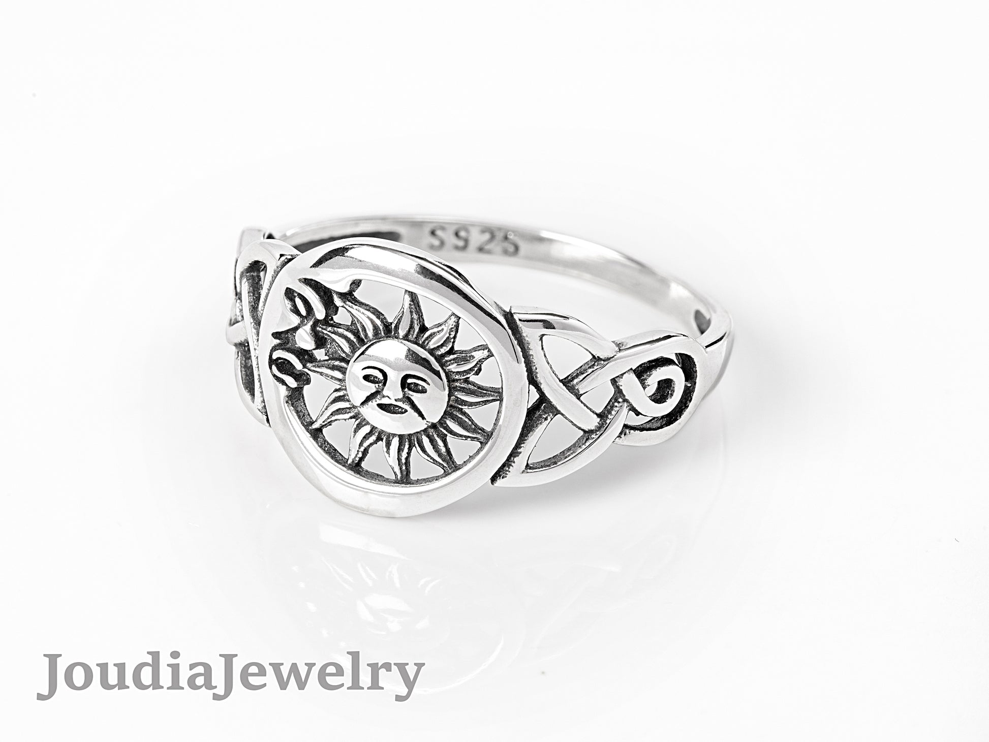 Silver Sun Ring | Sun Face Ring | Joudia Jewelry