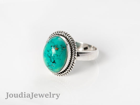 Turquoise Wedding Ring | Green Turquoise Ring | Joudia Jewelry