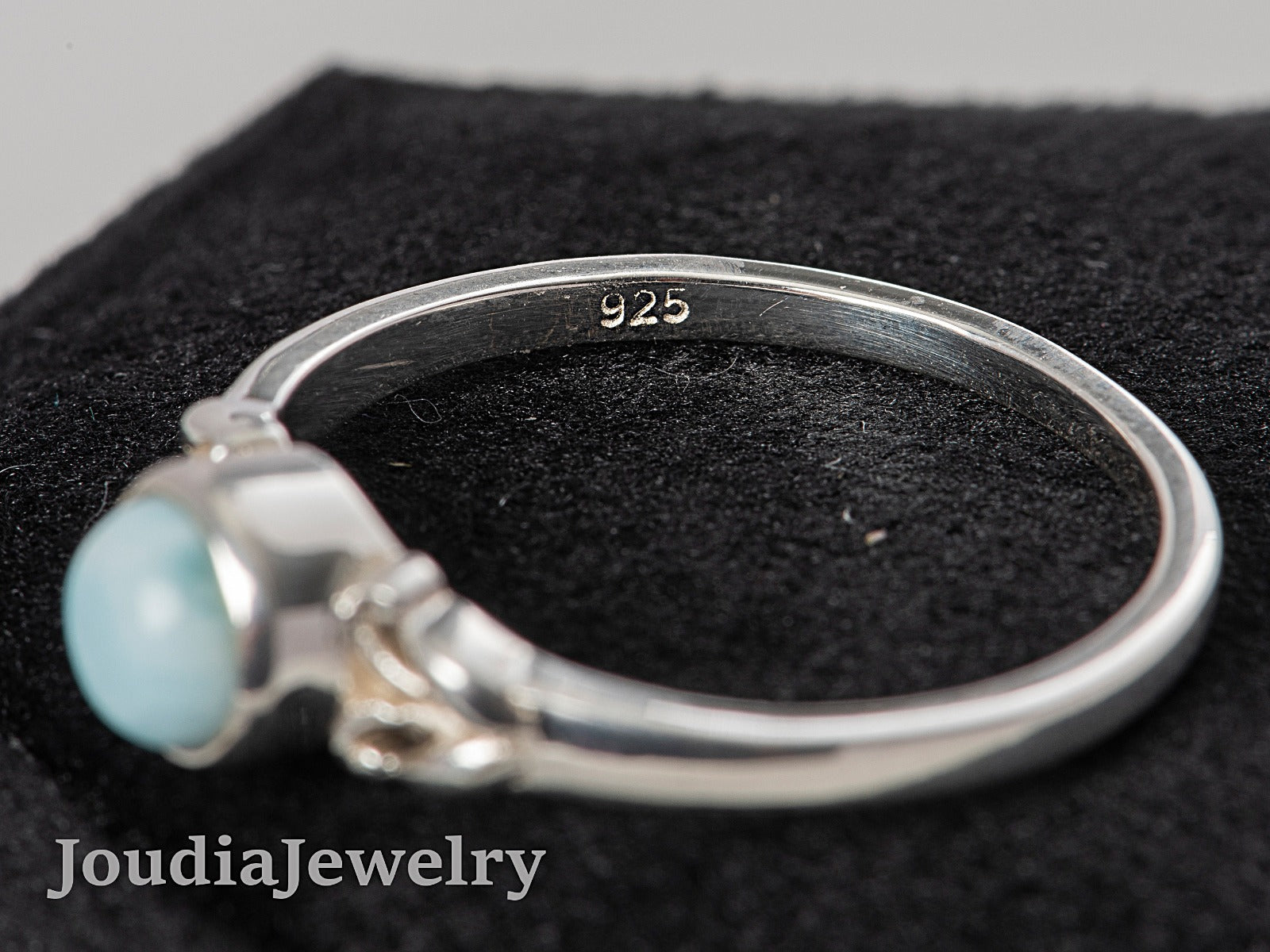 Larimar Stone Ring | Silver Larimar Ring | Joudia Jewelry