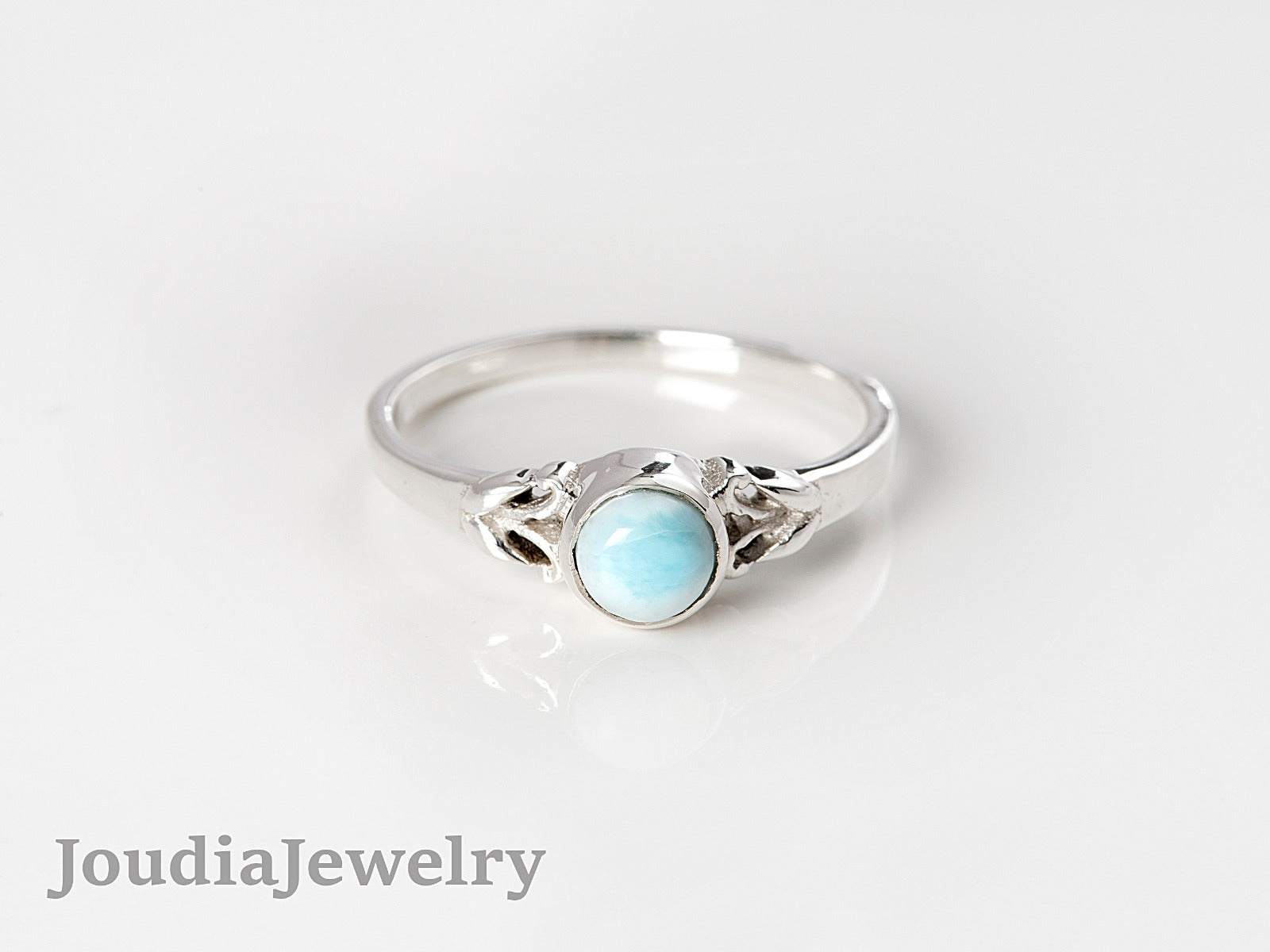 Larimar Stone Ring | Silver Larimar Ring | Joudia Jewelry