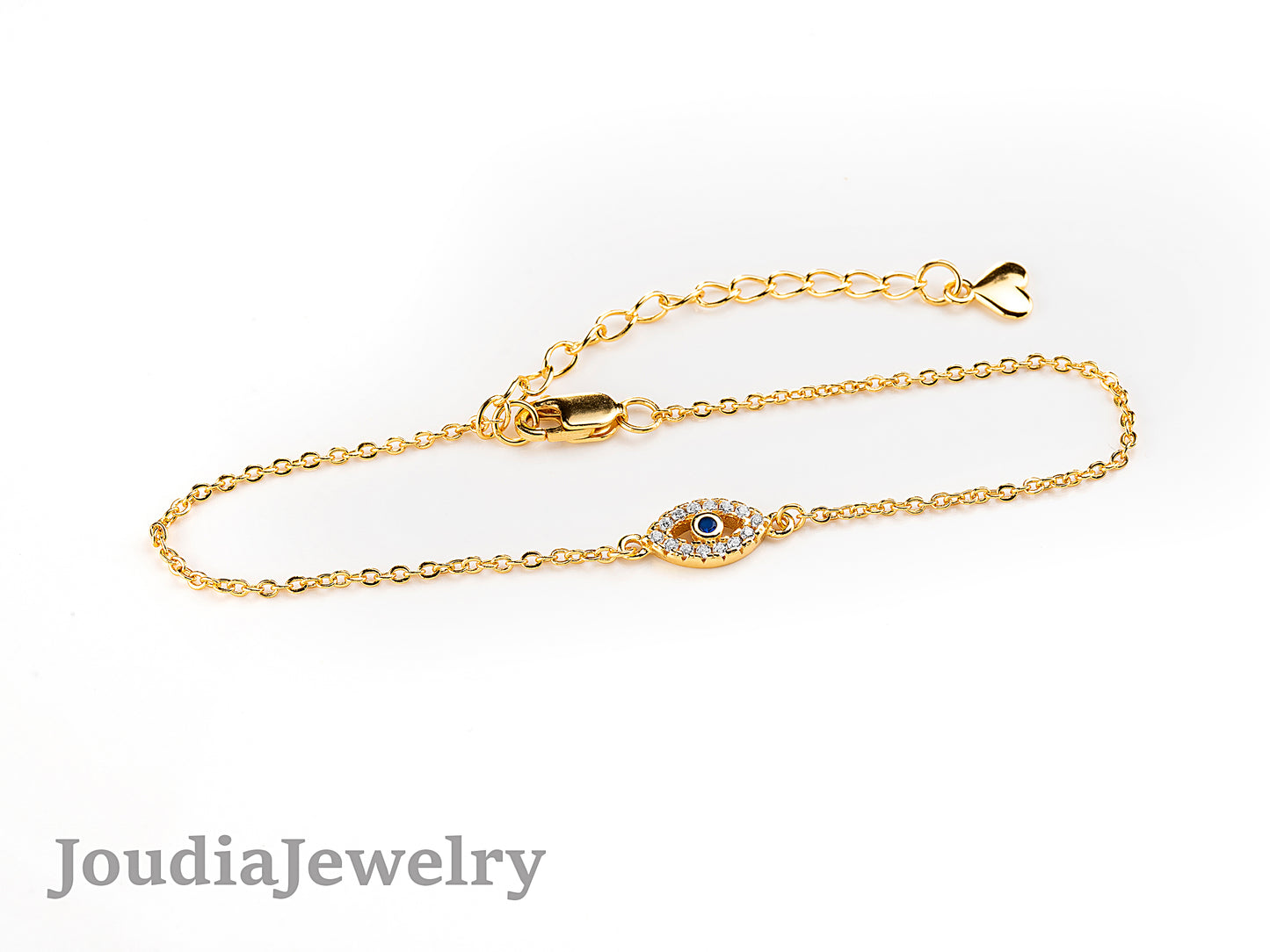 Gold Plated Evil Eye Bracelet | Joudia Jewelry