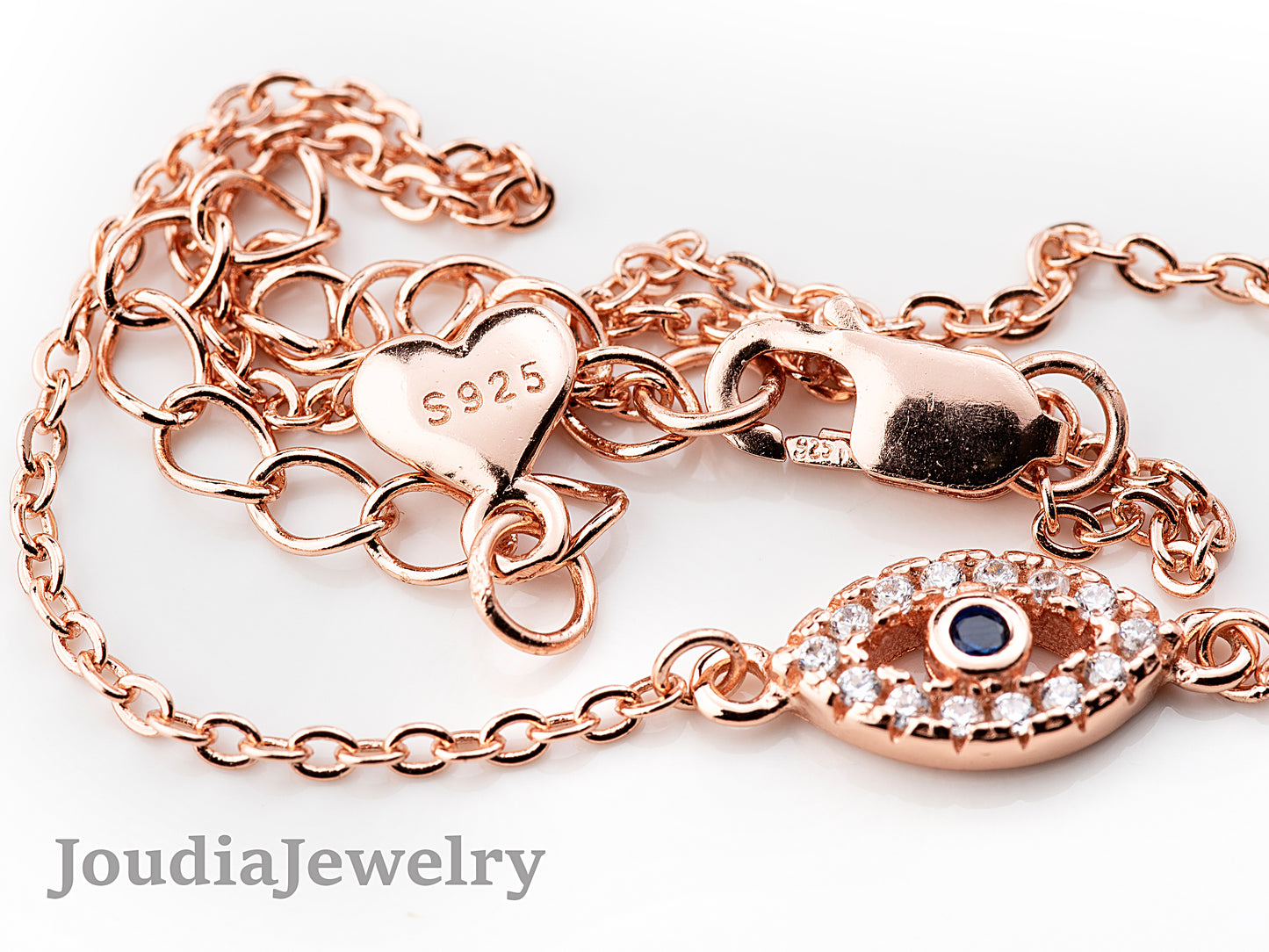 Rose Gold Evil Eye Bracelet | Joudia Jewelry