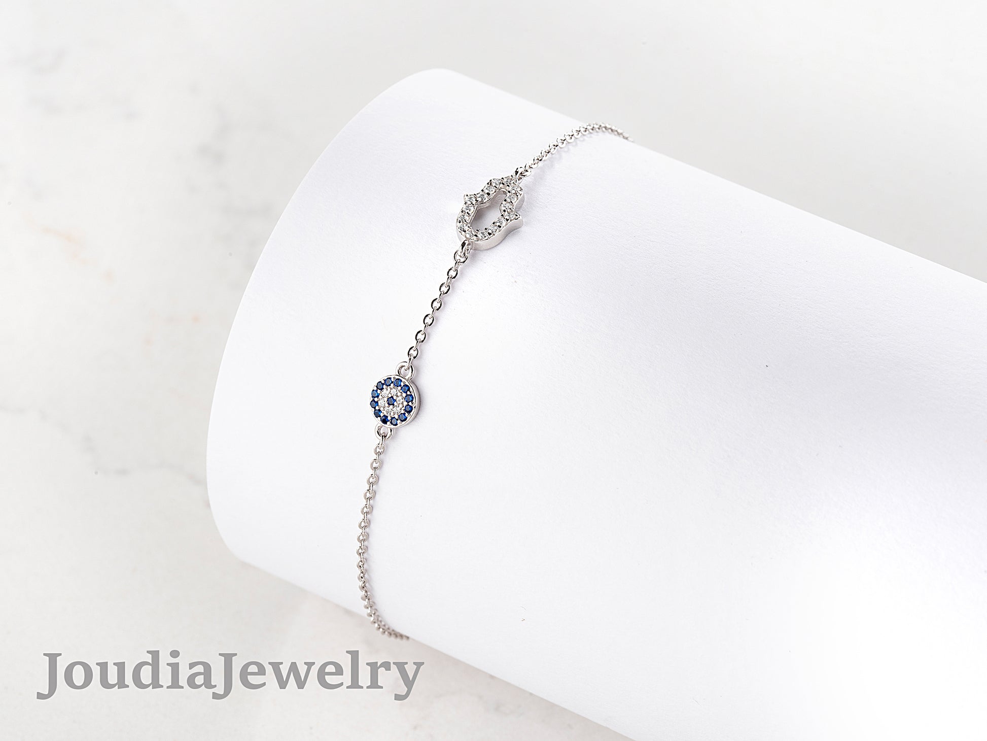 Evil Eye Hamsa Bracelet | 925 Sterling Silver Bracelet | Joudia Jewelry