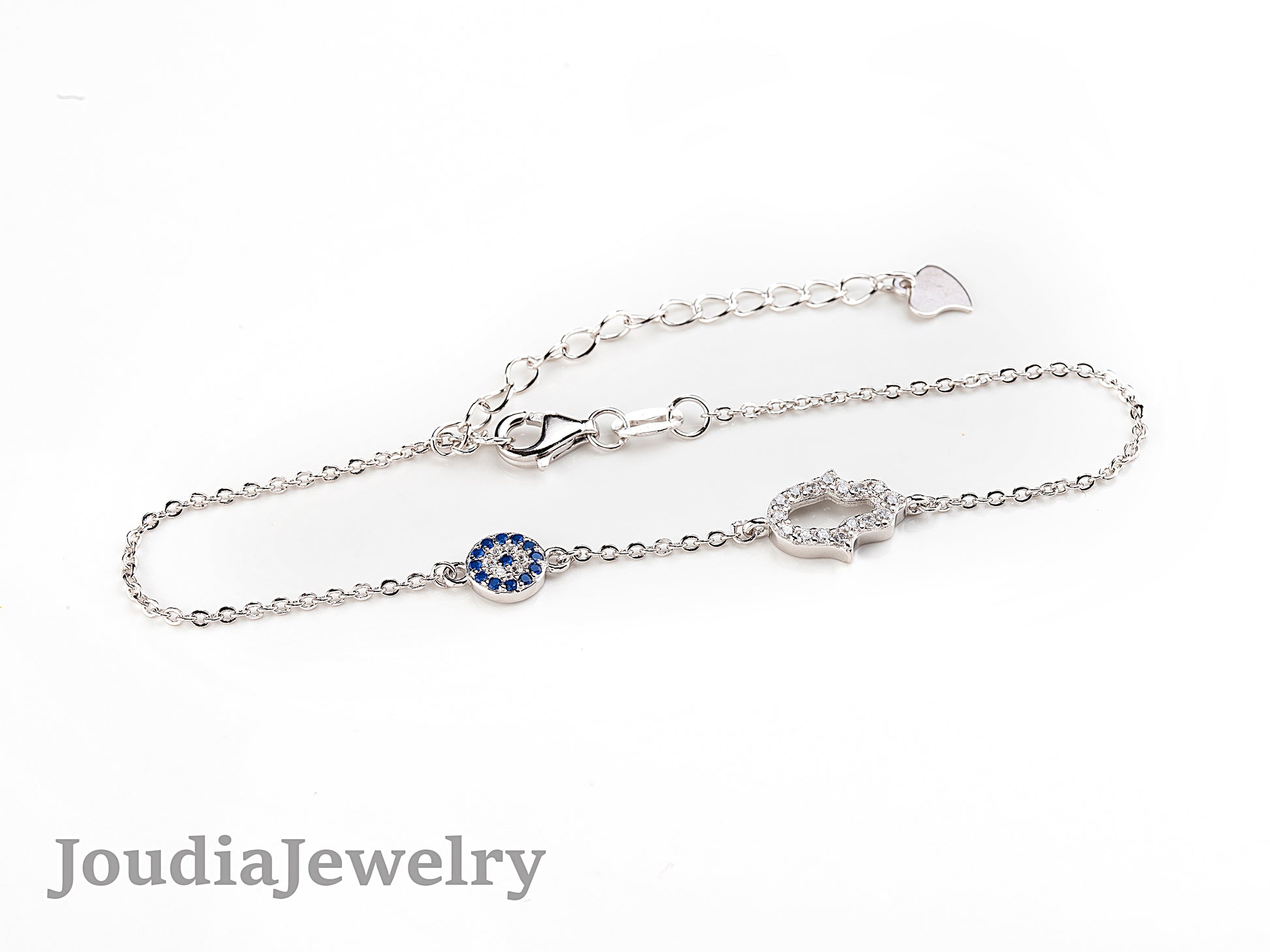 Evil Eye Hamsa Bracelet | 925 Sterling Silver Bracelet | Joudia Jewelry