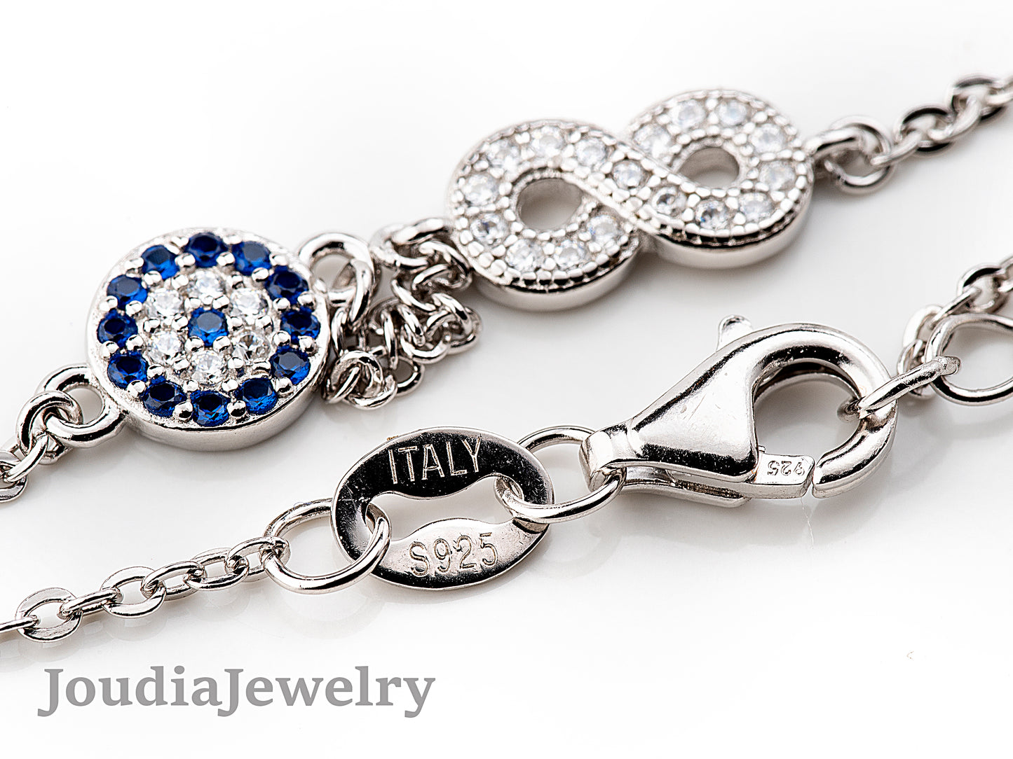 Infinity Evil Eye Bracelet | Silver Infinity Bracelet | Joudia Jewelry