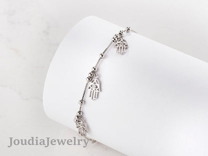 Silver Hamsa Bracelet | Multiple Hamsa Bracelet | Joudia Jewelry