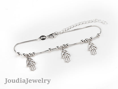 Silver Hamsa Bracelet | Multiple Hamsa Bracelet | Joudia Jewelry