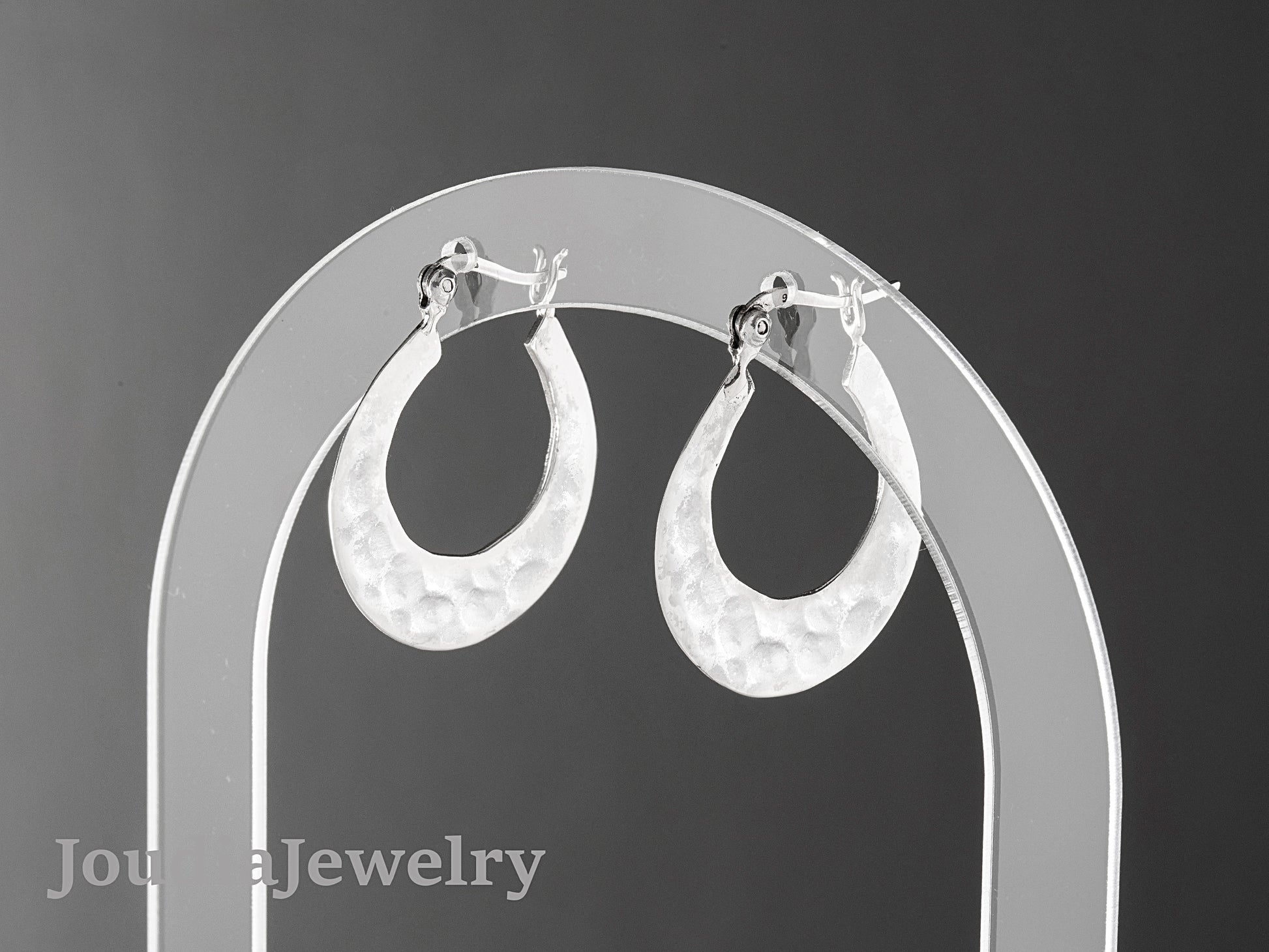 Hammered Hoop Earrings | Silver Hammered Earrings | Joudia Jewelry