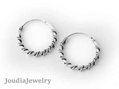 Silver Rope Earrings | Twisted Rope Earrings | Joudia Jewelry