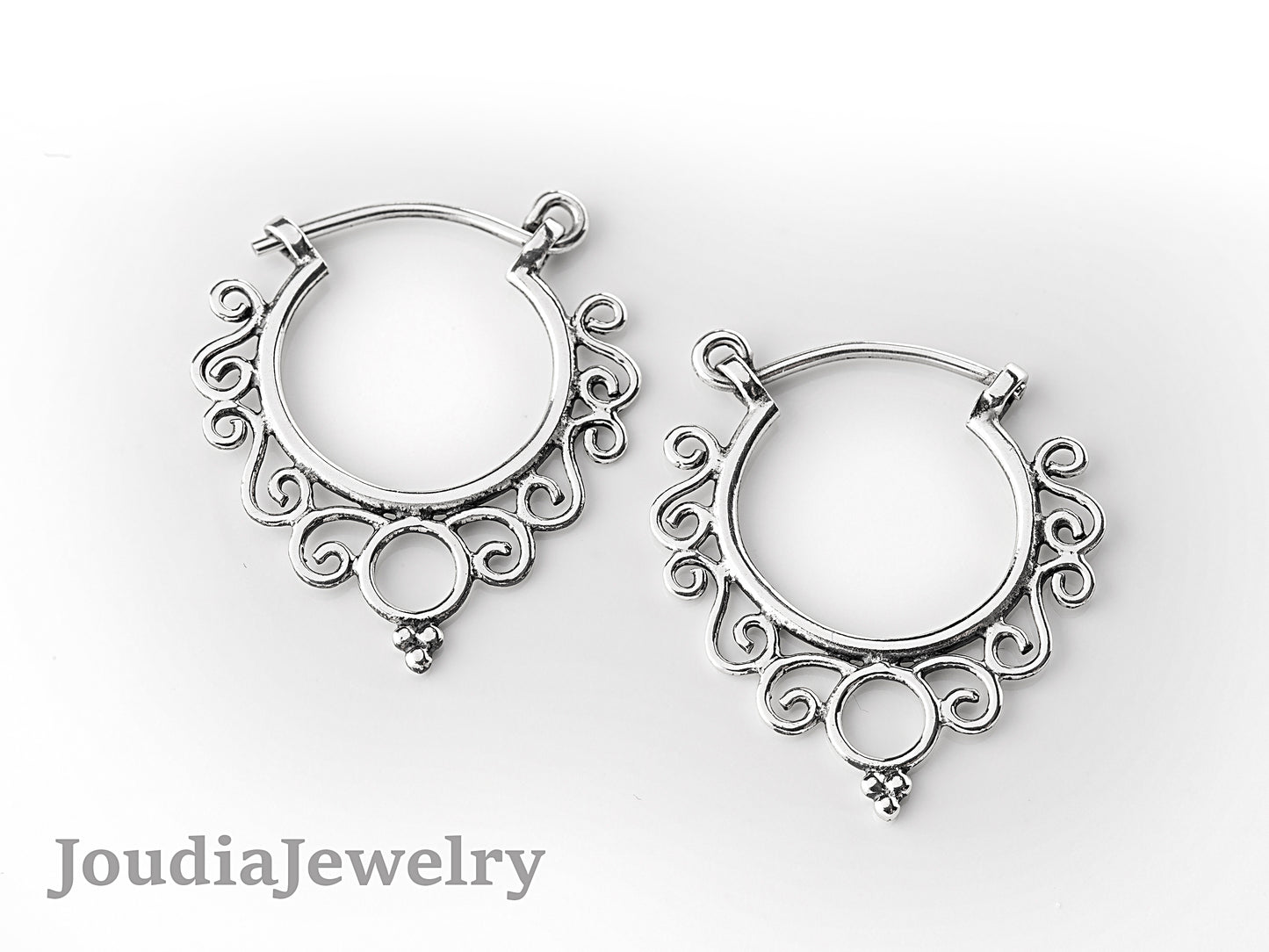 Wolf Hoop Earrings | Silver Wolf Earrings | Joudia Jewelry