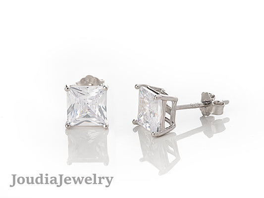 Square Stud Earrings | Zirconia Stud Earrings | Joudia Jewelry