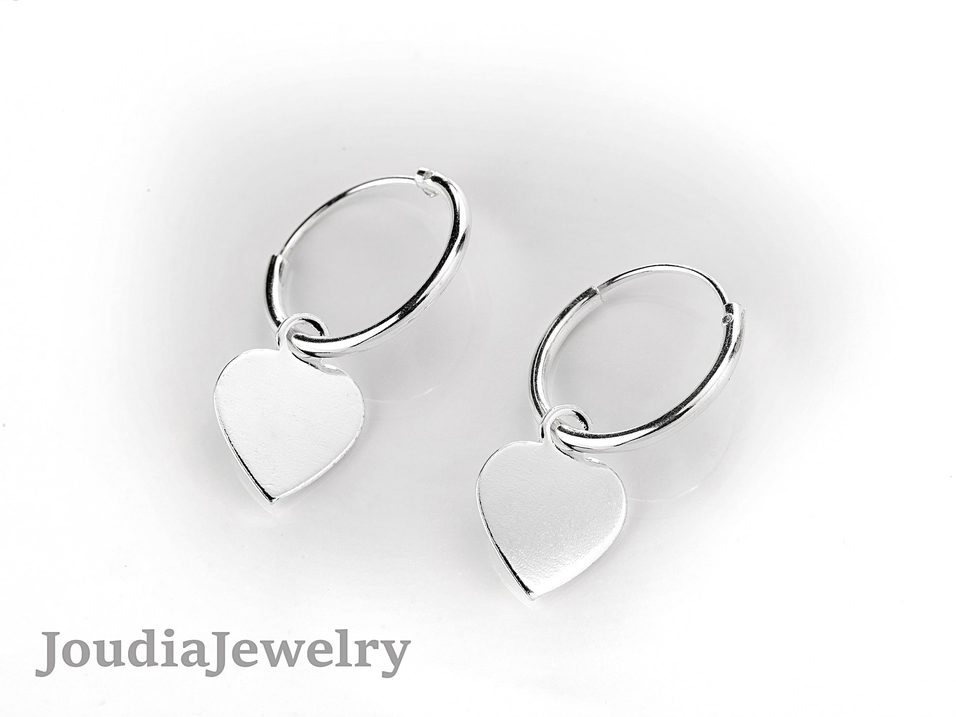 Heart Hoop Earrings | Silver Heart Earrings | Joudia Jewelry