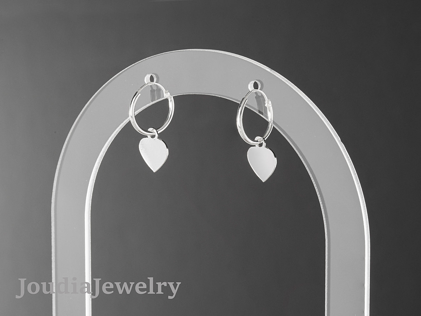 Heart Hoop Earrings | Silver Heart Earrings | Joudia Jewelry