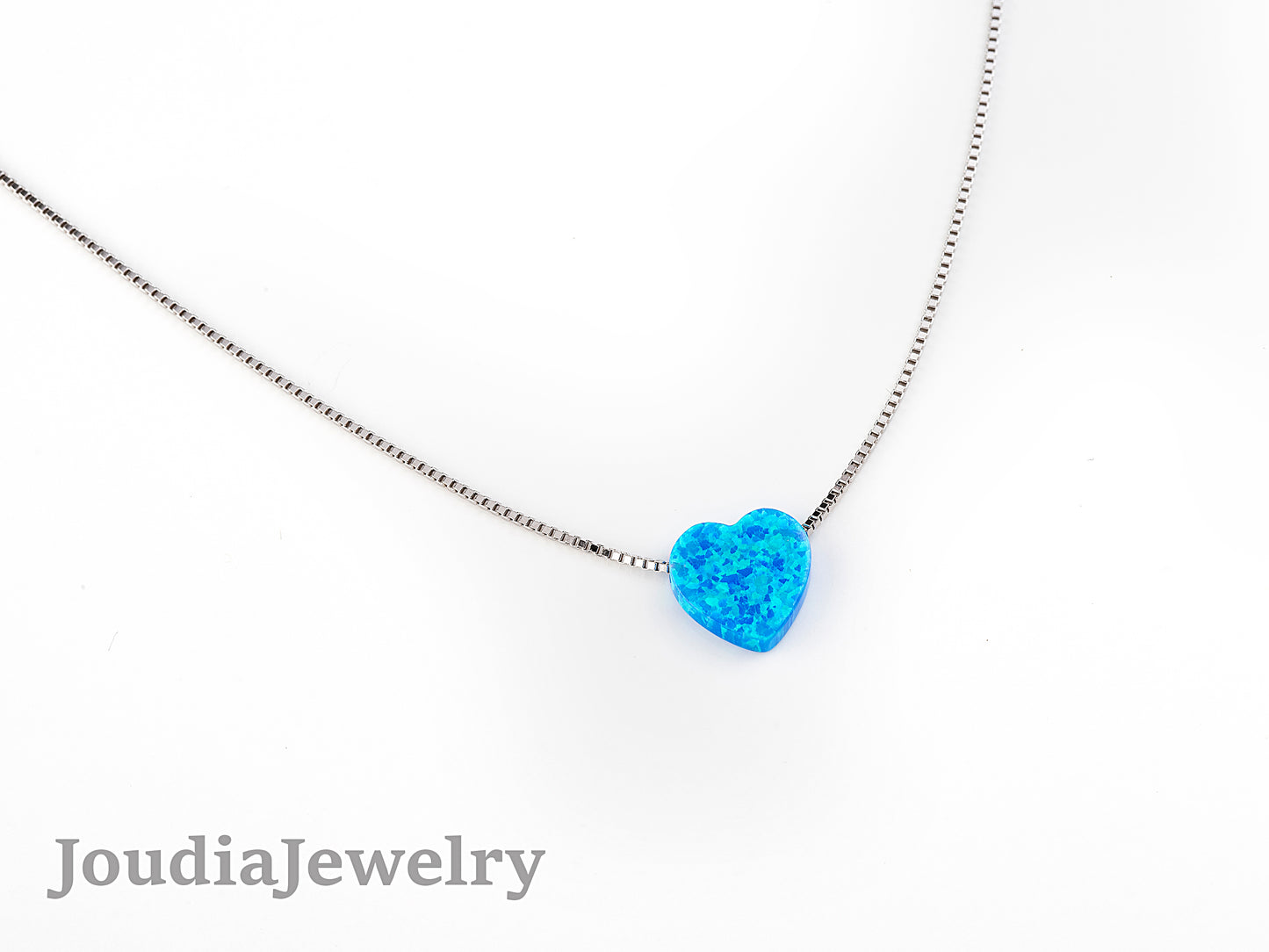 Collier Coeur Opale Bleue - Argent 925