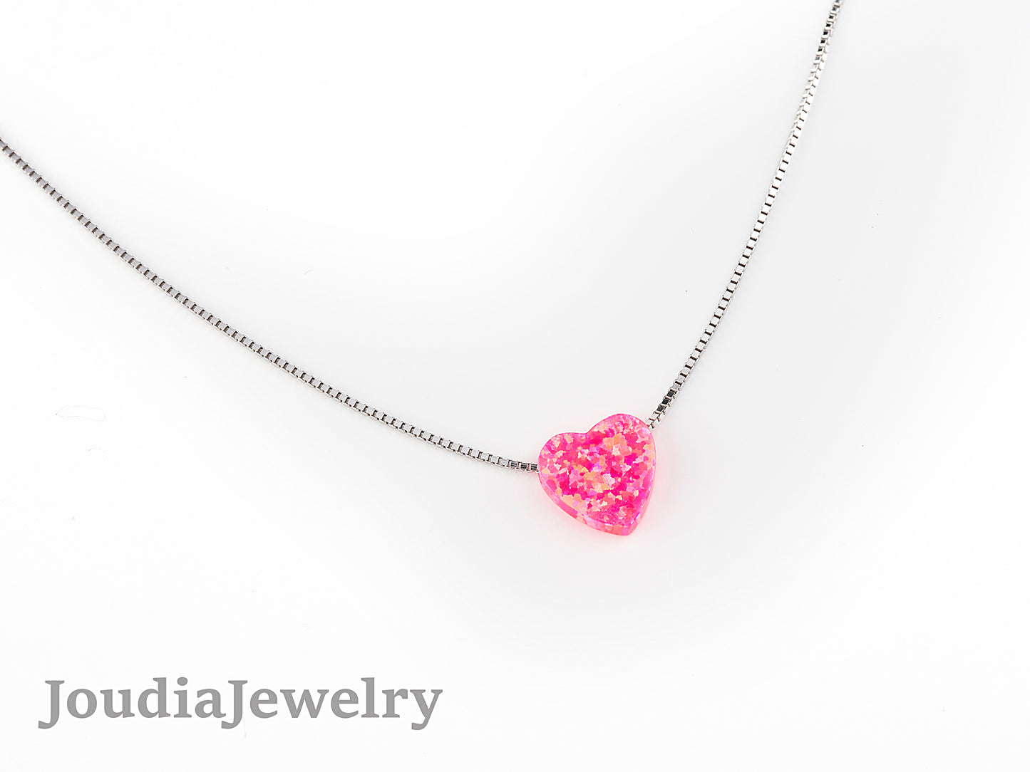 Collier Coeur Opale Rose - Argent 925