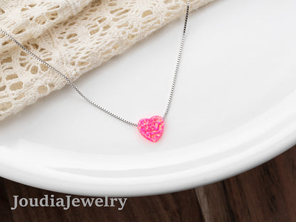 Collier Coeur Opale Rose - Argent 925