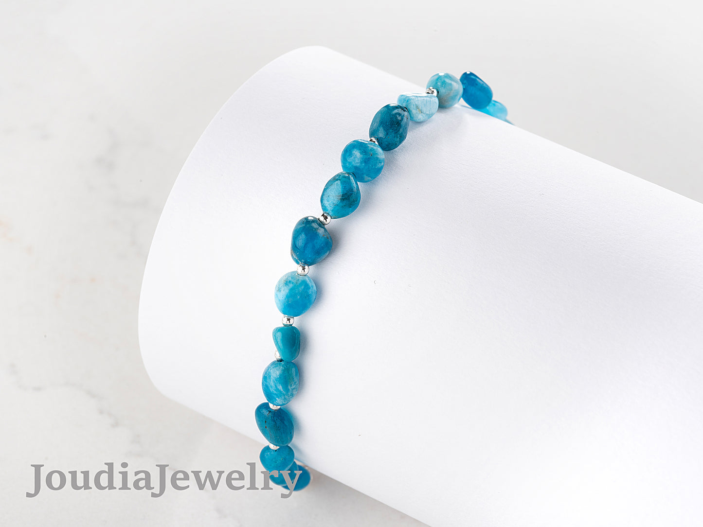 Bracelet en argent et apatite bleue