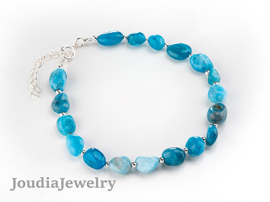 Bracelet en argent et apatite bleue