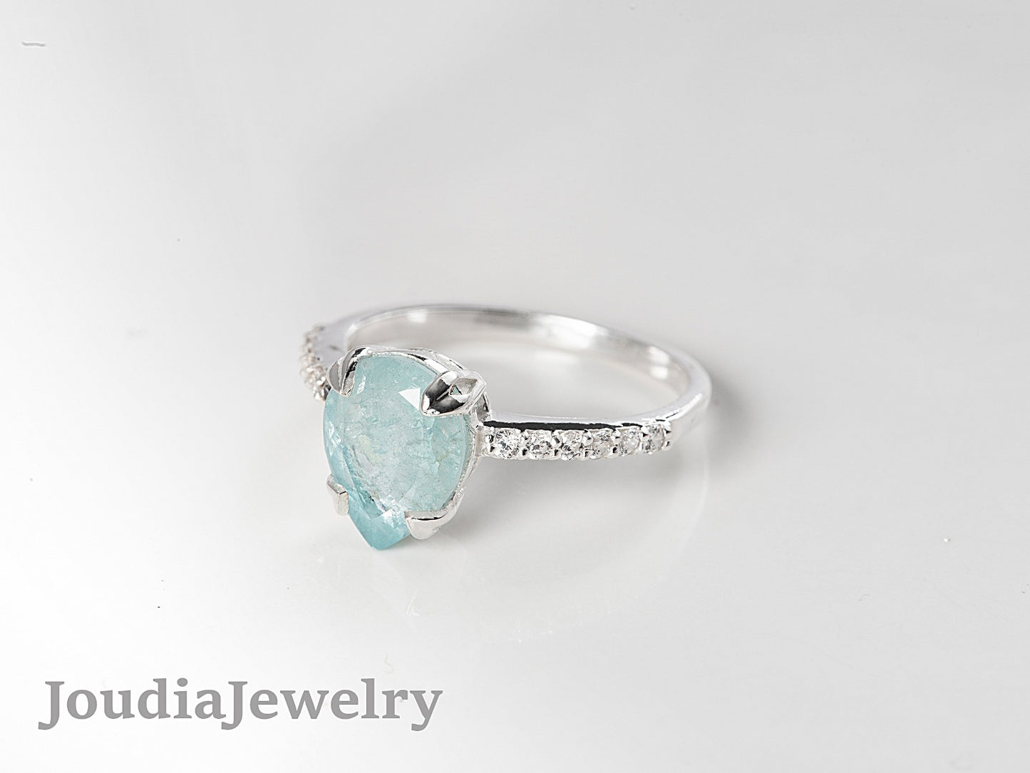 Women's Aquamarine Ring | Silver Aquamarine Ring | Joudia Jewelry