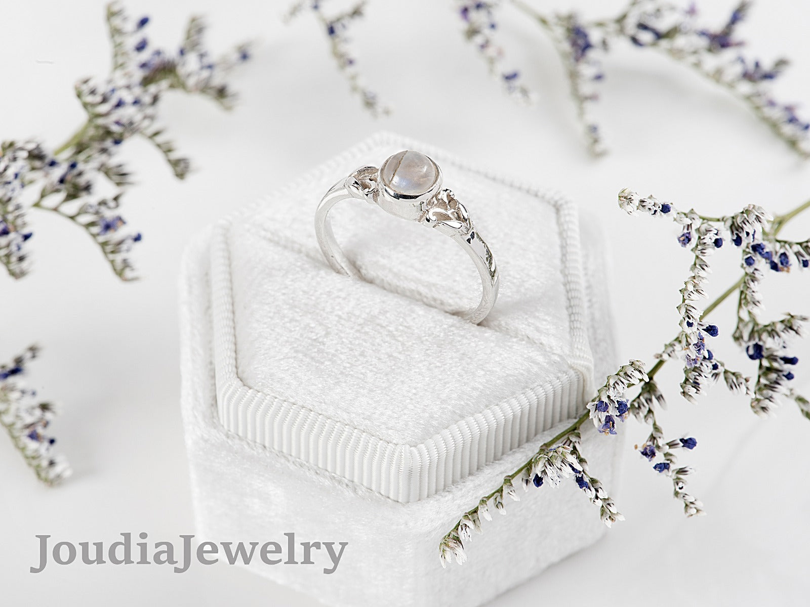 Natural Moonstone Ring | Silver Moonstone Ring | Joudia Jewelry