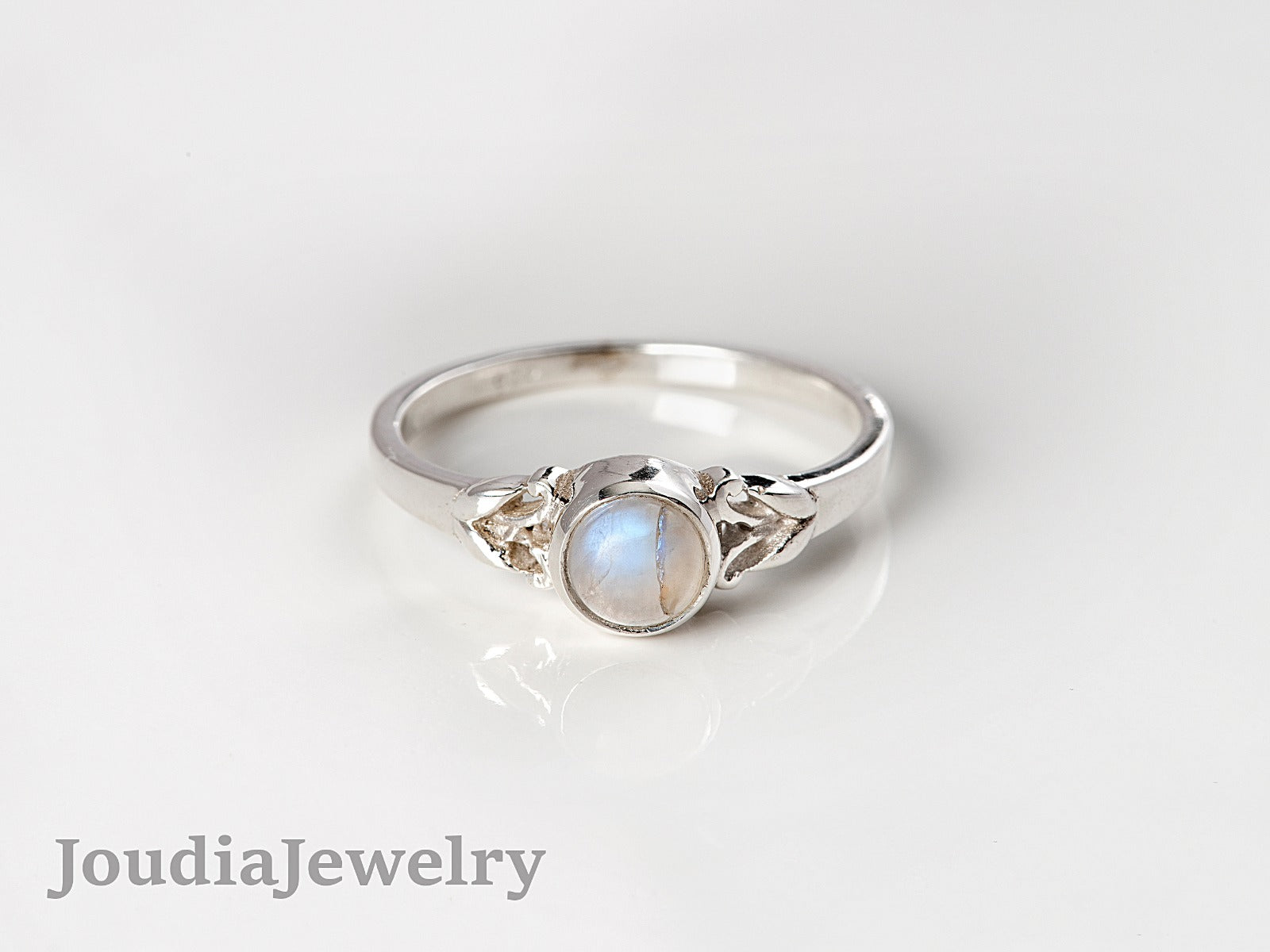 Natural Moonstone Ring | Silver Moonstone Ring | Joudia Jewelry