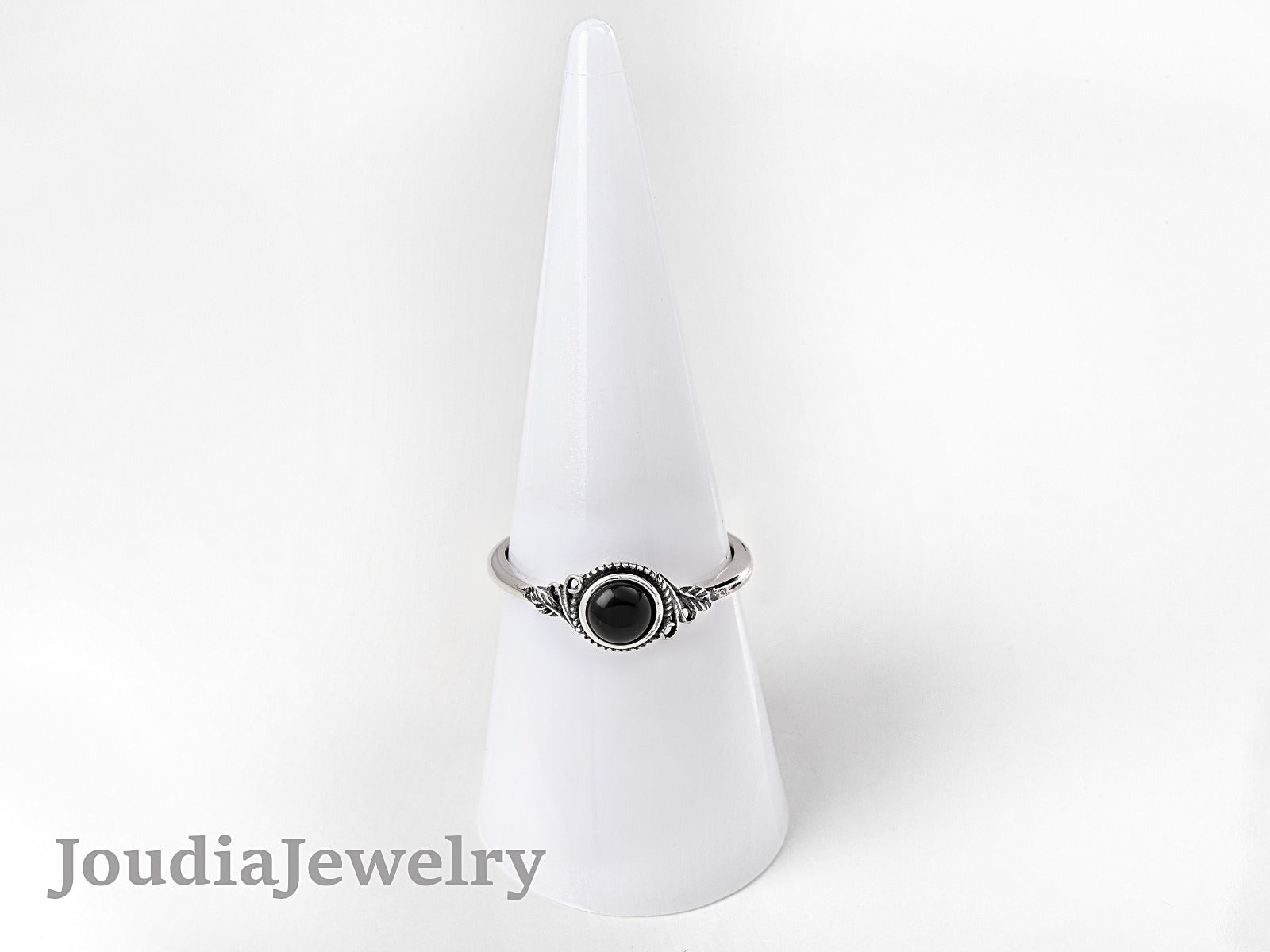 Black Agate Ring | Silver Agate Ring | Joudia Jewelry