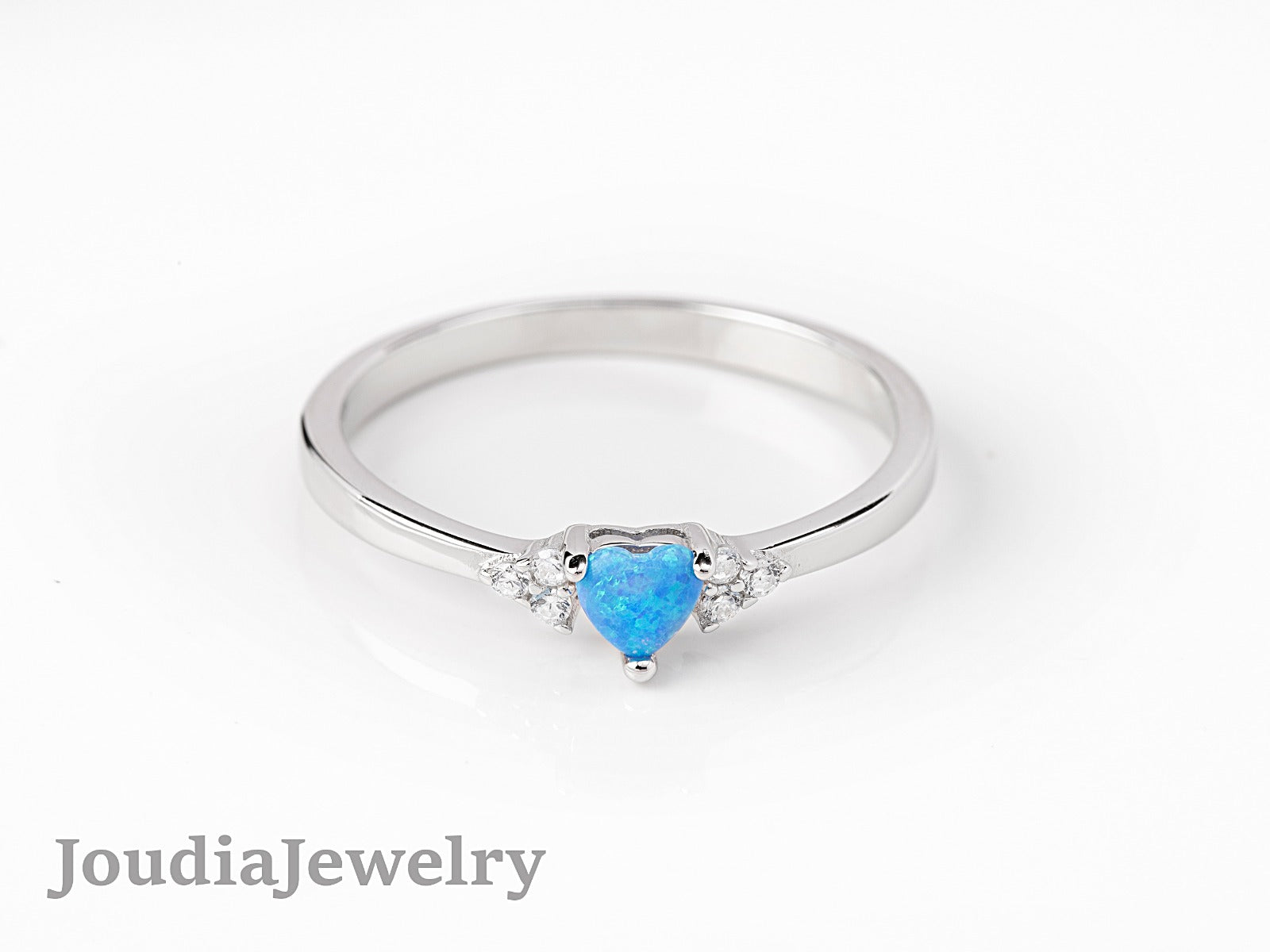 Heart Opal Ring | Blue Opal Ring | Joudia Jewelry