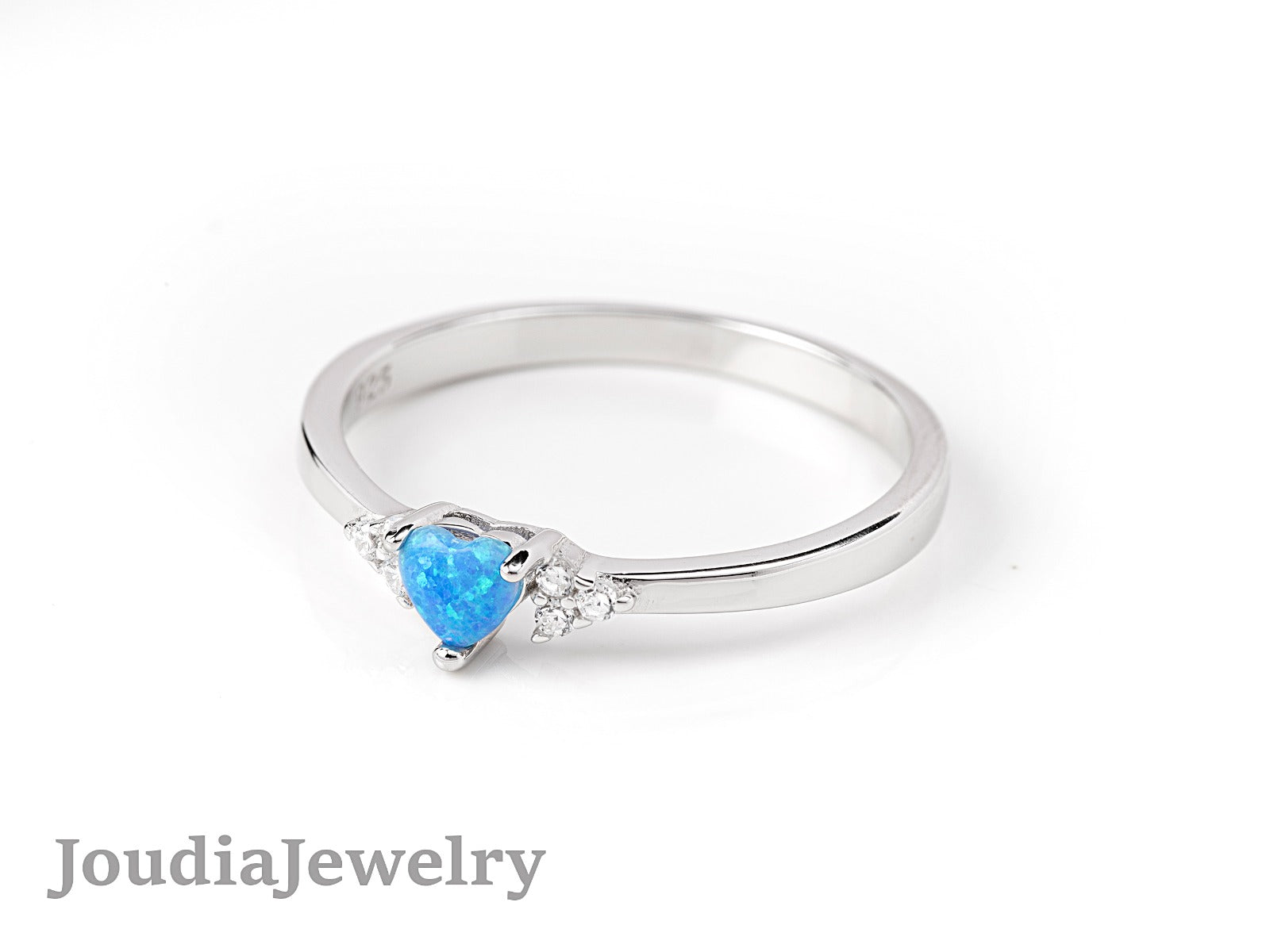 Heart Opal Ring | Blue Opal Ring | Joudia Jewelry