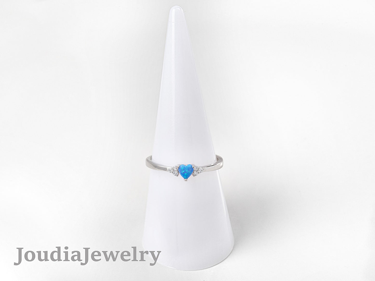 Heart Opal Ring | Blue Opal Ring | Joudia Jewelry