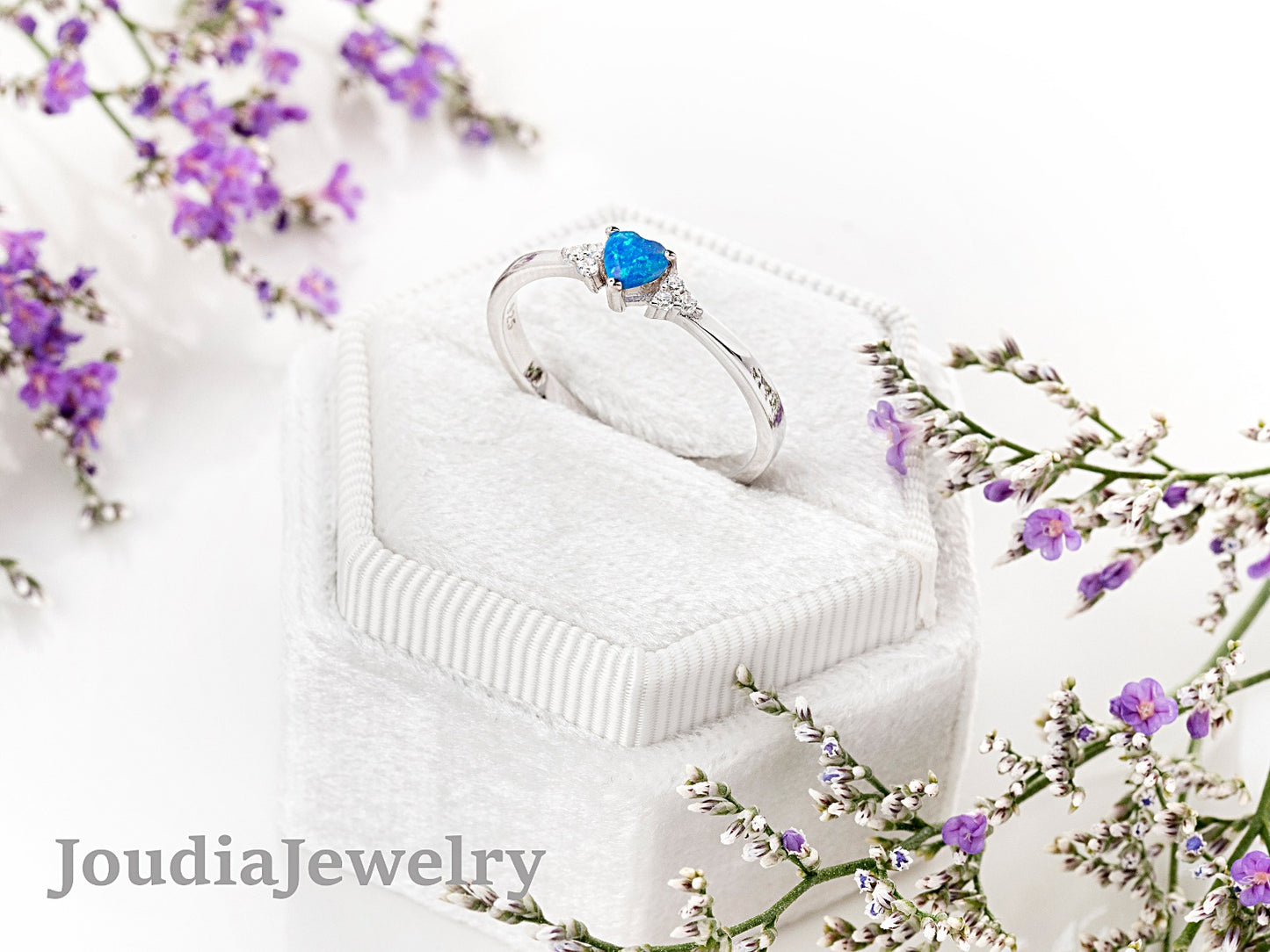 Heart Opal Ring | Blue Opal Ring | Joudia Jewelry