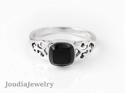 Black Onyx Gemstone Ring | Black Onyx Ring | Joudia Jewelry