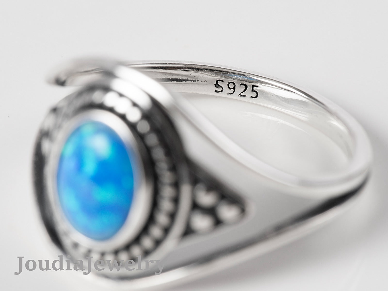 Blue Opal Rings | Natural Stone Ring | Joudia Jewelry