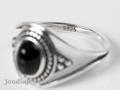 Black Onyx Ring | Silver Onyx Ring | Joudia Jewelry