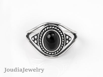 Black Onyx Ring | Silver Onyx Ring | Joudia Jewelry