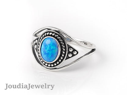 Blue Opal Rings | Natural Stone Ring | Joudia Jewelry