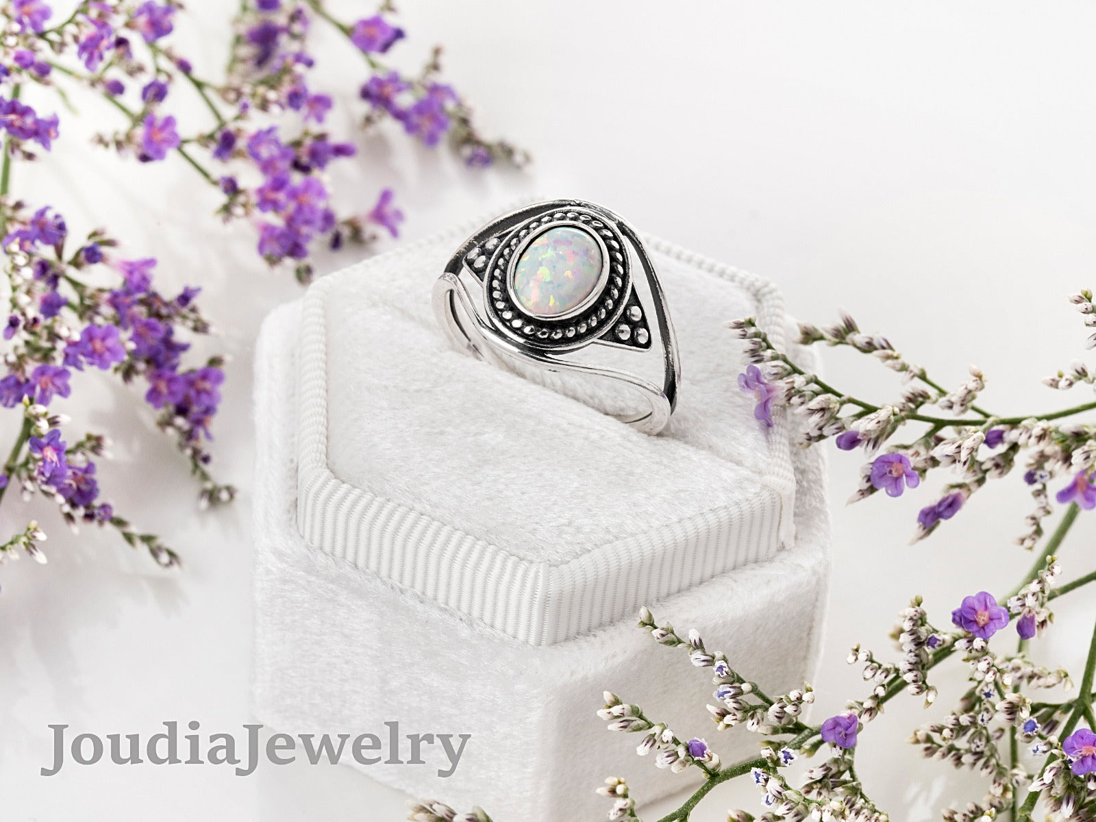 Opal Wedding Rings | White Opal Rings | Joudia Jewelry