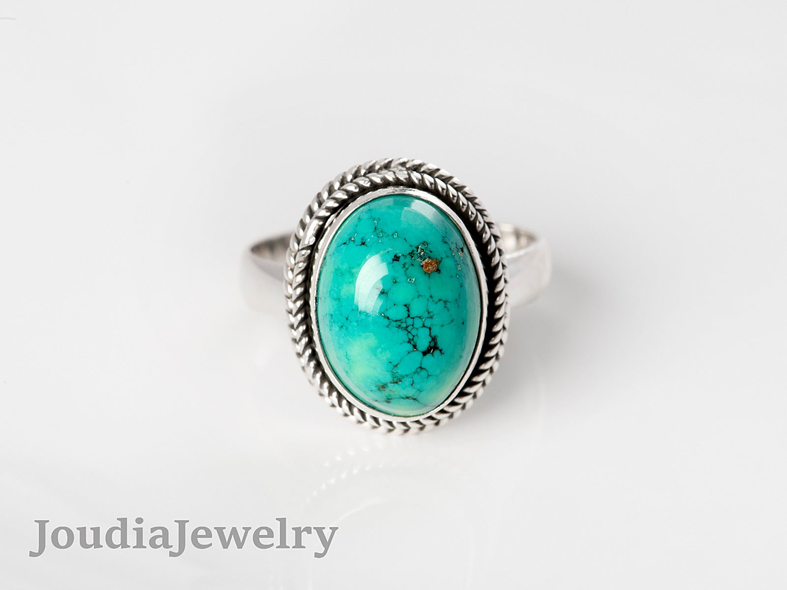 Turquoise Wedding Ring | Green Turquoise Ring | Joudia Jewelry