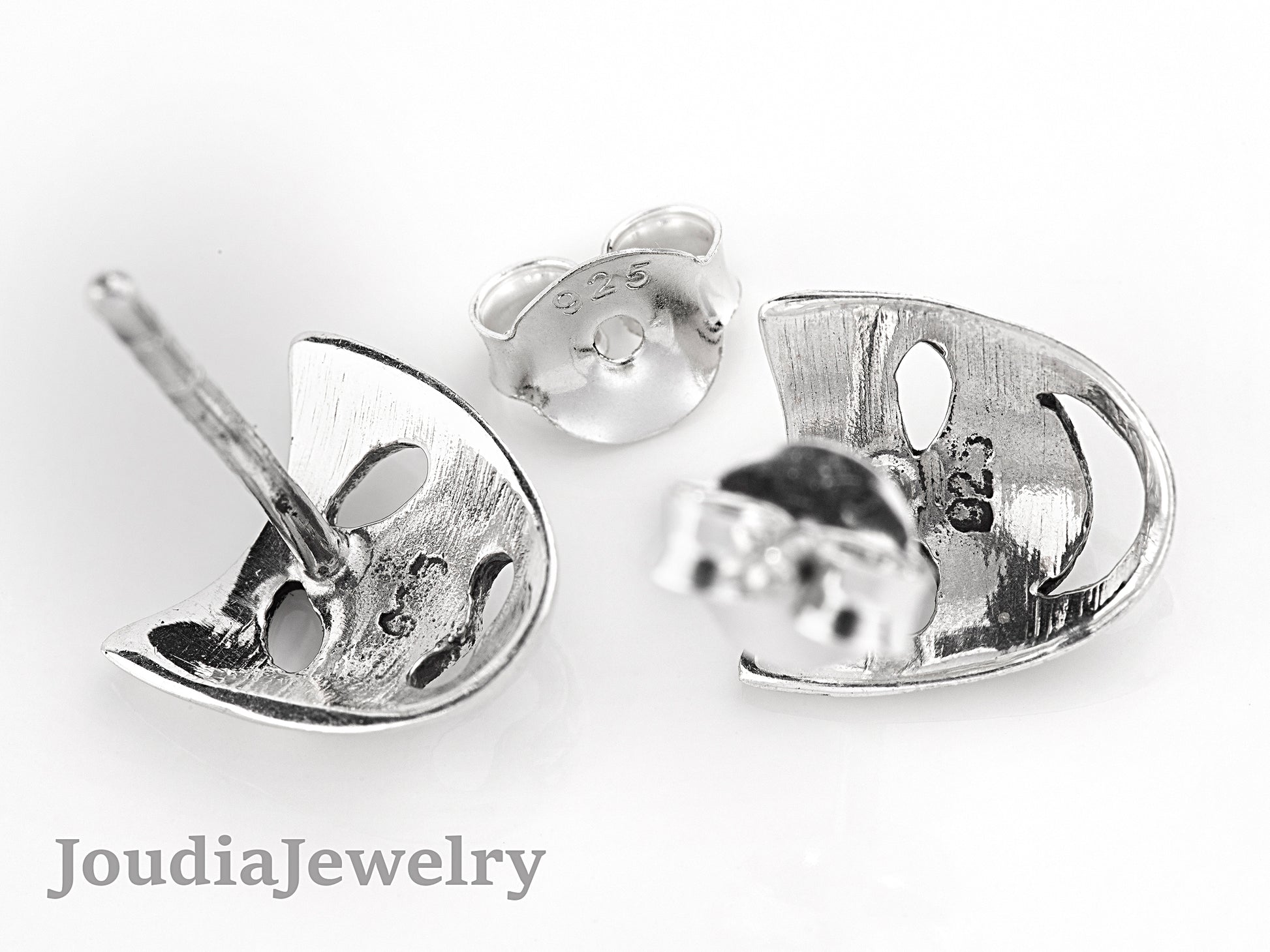 Silver Mask Earrings | Mask Stud Earrings | Joudia Jewelry