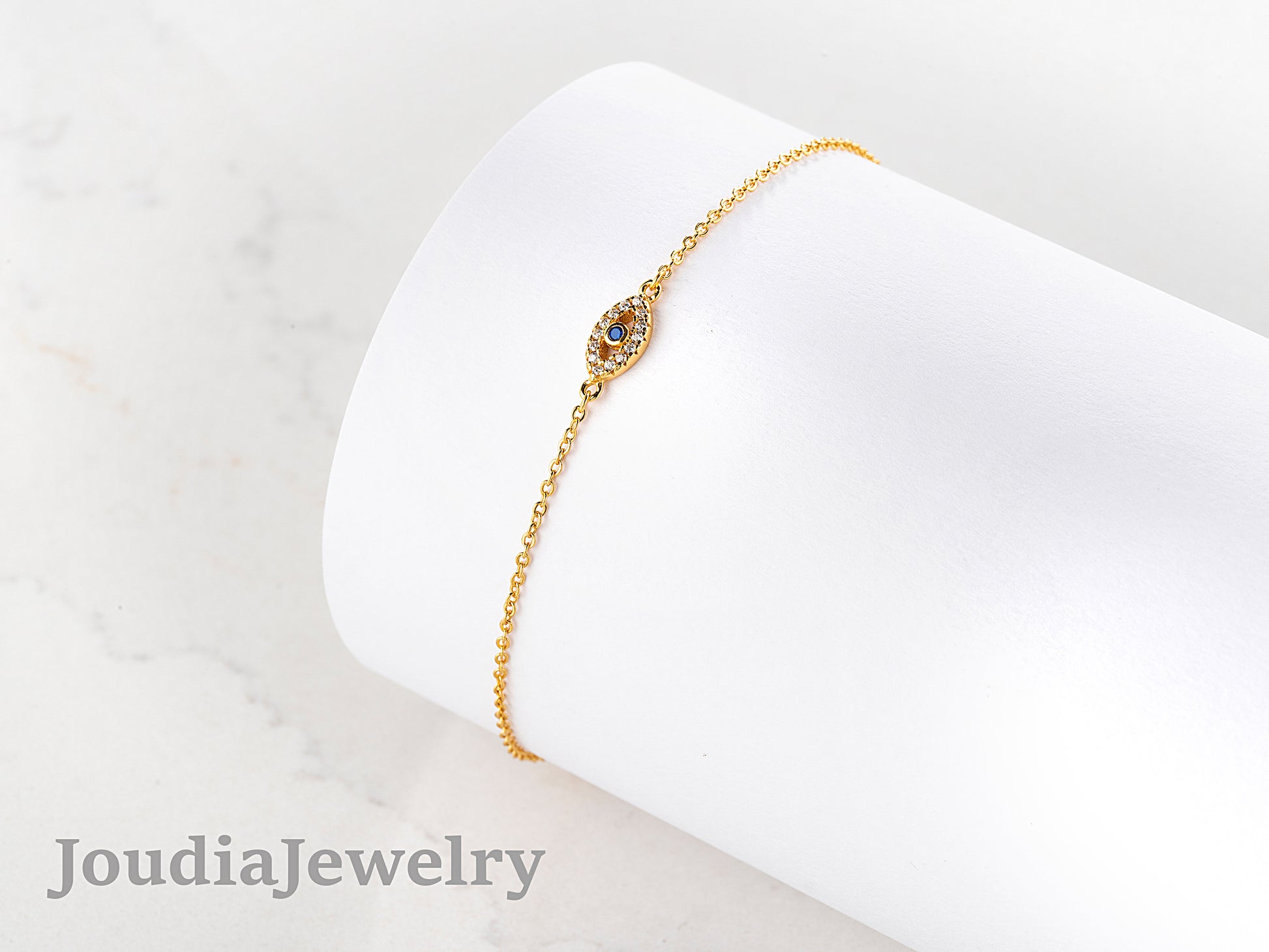 Gold Plated Evil Eye Bracelet | Joudia Jewelry